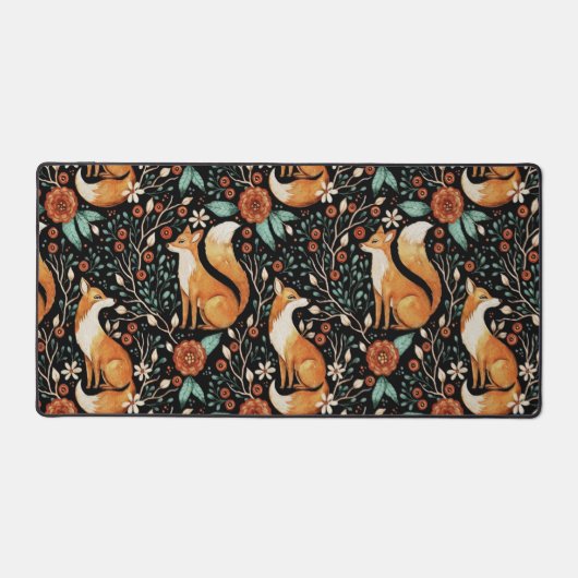 Mystical Woodland Fox with Moons and Moths Schreibtischunterlage (Vorderseite)