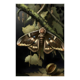 Mystical Woodland Moth Poster