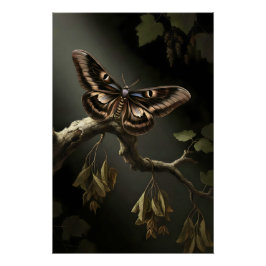Mystical Woodland Moth Poster