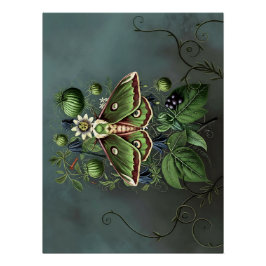 Mystical Woodland Moth Poster