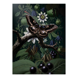 Mystical Woodland Moth Poster