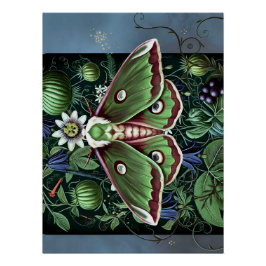 Mystical Woodland Moth Poster