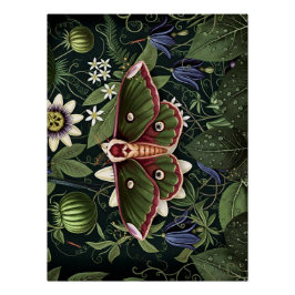 Mystical Woodland Moth Poster