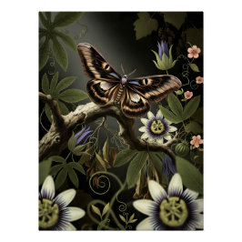 Mystical Woodland Moth Poster