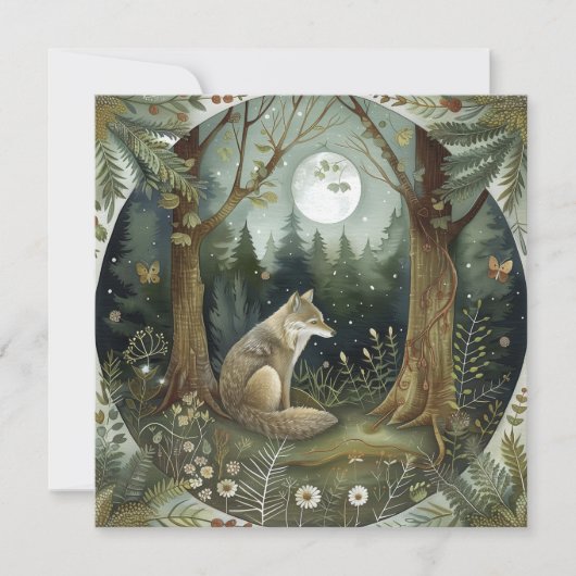 Mystical Woodland Wolf Dankeskarte (Vorderseite)