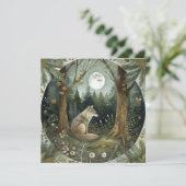 Mystical Woodland Wolf Einladung (Stehend Vorderseite)