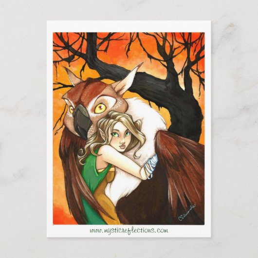 MysticReflections Owl Guardian PostCard Postkarte (Vorderseite)