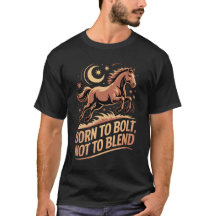 Mystiek Paard T-shirt – Born to Bolt, Not to Blend