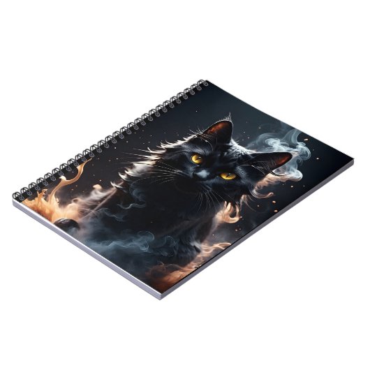 Mystifizierte schwarze Katze in einem Dunst des Ra Notizblock (Linke Seite)