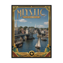 Mystik Connecticut Vintage Art Deco Goldenes Zeita
