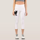 Mystik der Feline: Eine elegante Cat-Silhouette Capri Leggings (Vorderseite)