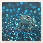 Mystik des Blue Dimentee Frog On Blue Bokeh Glasuntersetzer (Vorderseite)