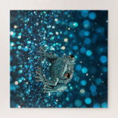 Mystik des Blue Dimentee Frog On Blue Bokeh Puzzle (Horizontal)