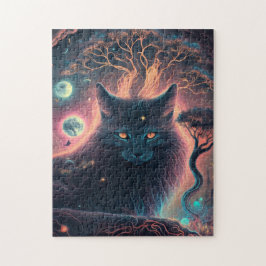 Mystik-Schwarzkatzen-Puzzle | Hexengeschenk Puzzle