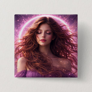 Mystik Woman Anstecker – Galaktisch schön Button