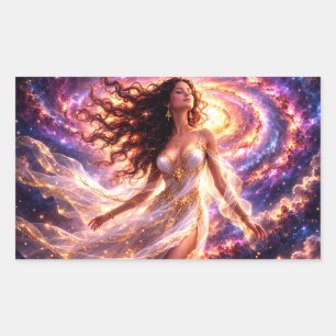 Mystik Woman Brief-Aufkleber – Galaktisch schön Rechteckiger Aufkleber