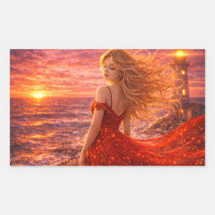 Mystik Woman Brief-Aufkleber – Galaktisch schön Rechteckiger Aufkleber