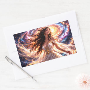 Mystik Woman Brief-Aufkleber – Galaktisch schön Rechteckiger Aufkleber