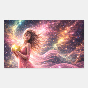 Mystik Woman Brief-Aufkleber – Galaktisch schön Rechteckiger Aufkleber