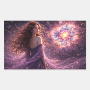 Mystik Woman Brief-Aufkleber – Galaktisch schön Rechteckiger Aufkleber