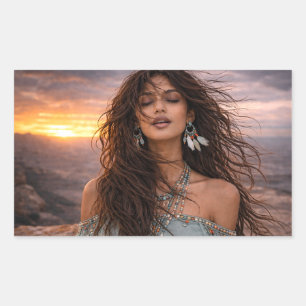 Mystik Woman Brief-Aufkleber – Galaktisch schön Rechteckiger Aufkleber