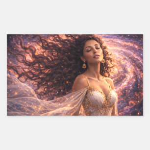 Mystik Woman Brief-Aufkleber – Galaktisch schön Rechteckiger Aufkleber
