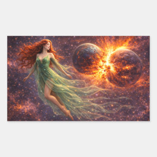 Mystik Woman Brief-Aufkleber – Galaktisch schön Rechteckiger Aufkleber