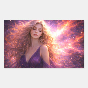 Mystik Woman Brief-Aufkleber – Galaktisch schön Rechteckiger Aufkleber