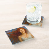 Mystik Woman – Glasuntersetzer aus Glas (Schrägansicht)