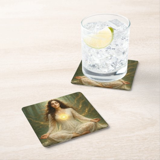 Mystik Woman – Glasuntersetzer Rechteckiger Pappuntersetzer (Vor Ort)