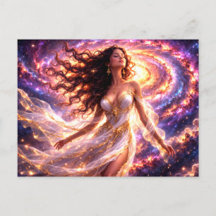 Mystik Woman Postkarte – Galaktisch schön