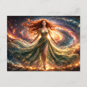 Mystik Woman Postkarte – Galaktisch schön