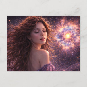 Mystik Woman Postkarte – Galaktisch schön