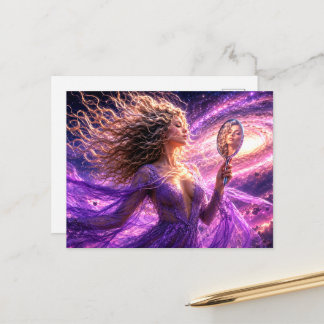 Mystik Woman Postkarte – Galaktisch schön