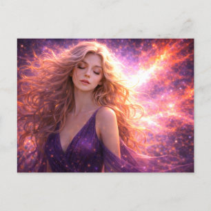 Mystik Woman Postkarte – Galaktisch schön