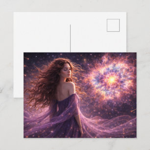 Mystik Woman Postkarte – Galaktisch schön