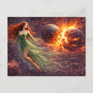 Mystik Woman Postkarte – Galaktisch schön