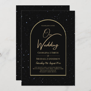 Mystique BLACK GOLD Starry Night Wedding Einladung