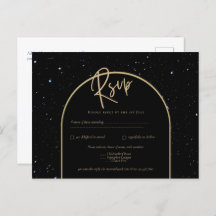 Mystique BLACK GOLD Starry Night Wedding RSVP