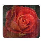 Mystique Dark Botanical Red Orange Rose Board Schneidebrett (Vorderseite)