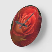 Mystique Dark Botanical Red Orange Rose Clock Runde Wanduhr (Winkel)