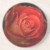 Mystique Dark Botanical Red Orange Rose Coaster Getränkeuntersetzer (Vorne)