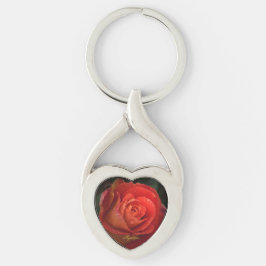 Mystique Dark Botanical Red Orange Rose Keyring Schlüsselanhänger