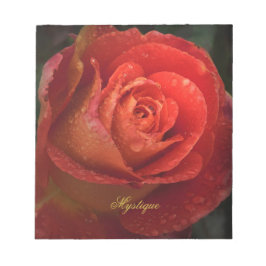 Mystique Dark Botanical Red Orange Rose Notepad Notizblock