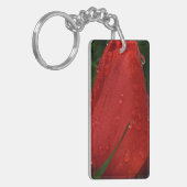 Mystique Dark Botanical Red Tulip Keyring Schlüsselanhänger (Vorderseite links)