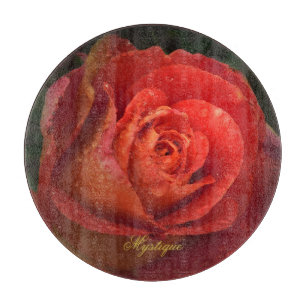 Mystique Dark Botanical Rot Orange Rose Board Schneidebrett