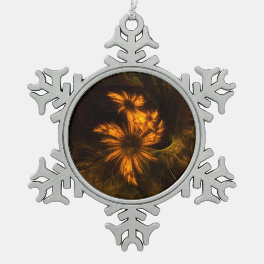 Mystique Garden Abstrakt Art Schneeflocken Zinn-Ornament (Vorderseite)