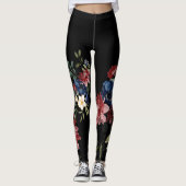 Mystique Red and Blue Florals Leggings (Vorderseite)