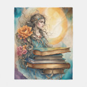 Mystique Schöne Frau, große Bücher Fleecedecke (Vorderseite)