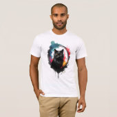 Mystisch Black Cat Watercolor, Bold und Artistic T-Shirt (Vorne ganz)
